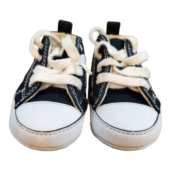 Converse all star 2 pr black & white sz 2 infant/toddler leather chuck taylors - Picture 11 of 14